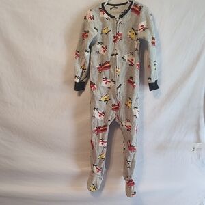 Absorba Gray Kids Footie with Fire Truck Design